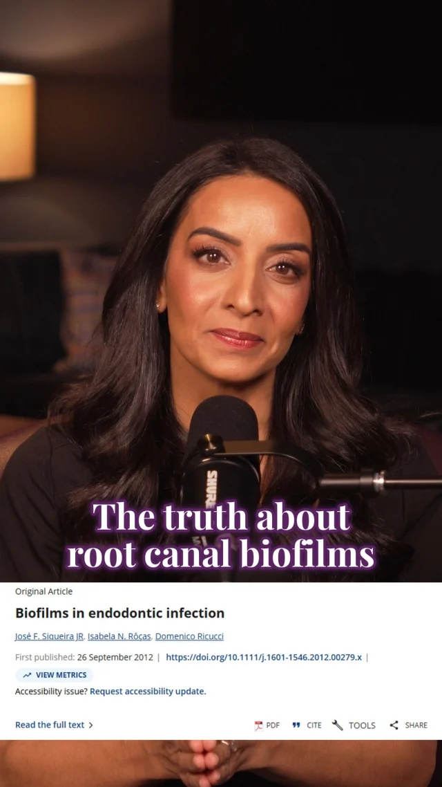 People love citing studies.

What matters is whether they actually support the conclusion being claimed.

This biofilm study found bacteria in untreated teeth and in previously treated teeth.

But that’s not evidence that root canals create infection.

It’s evidence that infection exists in diseased teeth in the first place.

In fact, the untreated teeth in the study showed more bacterial biofilms than the teeth that had received root canal treatment.

That’s an important distinction.

Because the purpose of root canal therapy isn’t to create a problem.

It’s to reduce the bacterial burden to a level the body can heal from. 🦷

#Endodontics #EvidenceBasedDentistry #RootCanalAwareness
